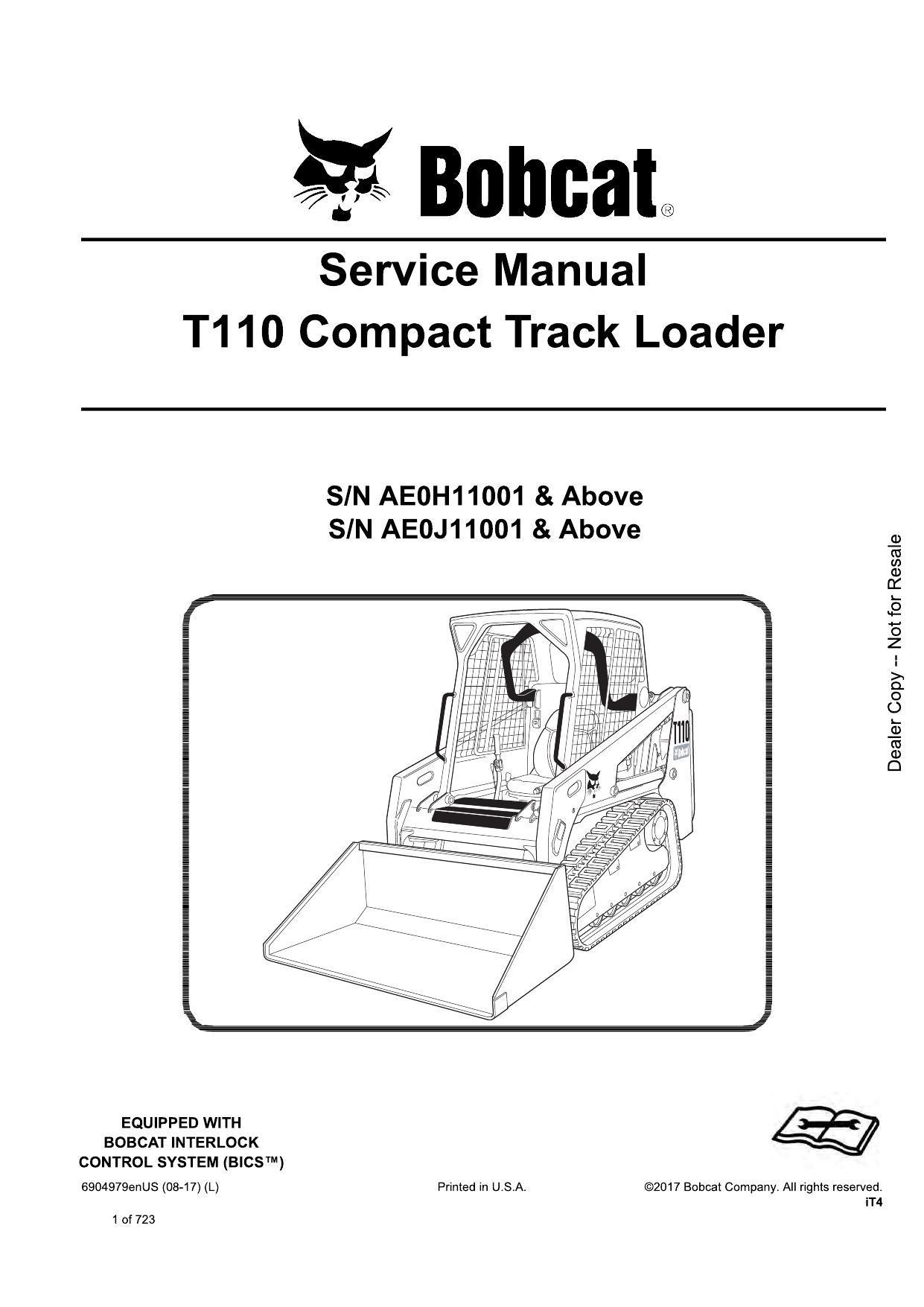 T110 Compact Track Loader Service Manual Bobcat